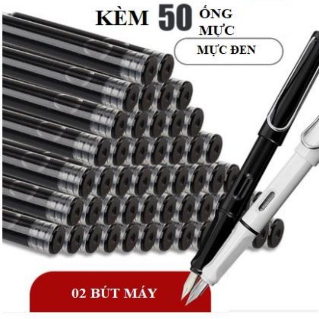 Bút máy bút mực 1 bộ (2 bút, 50 ống mực)