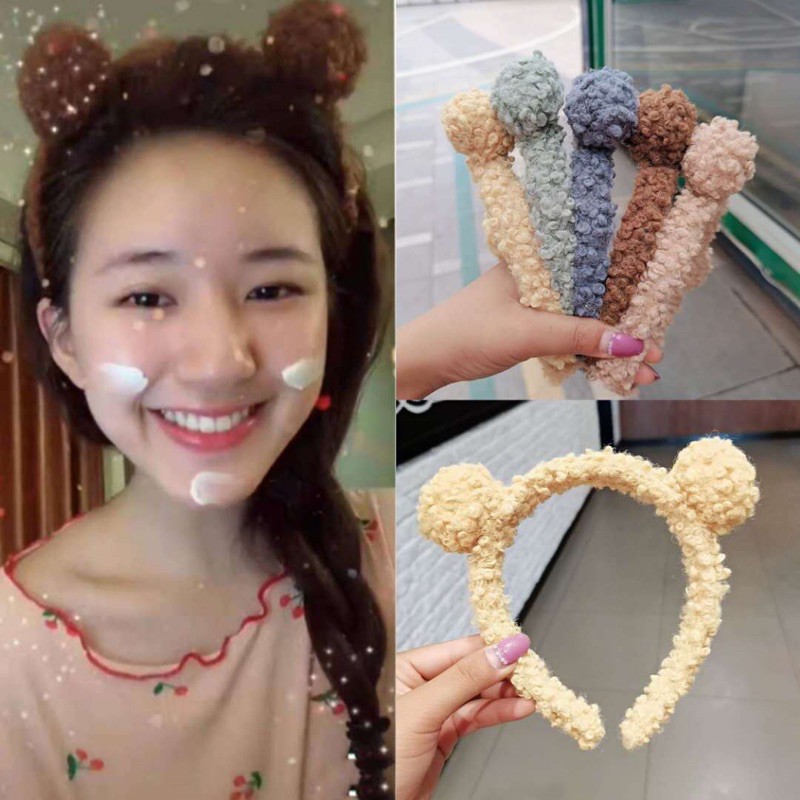 Băng đô Bờm cài tóc Bông tai Gấu dễ thương cho nữ mã BT4