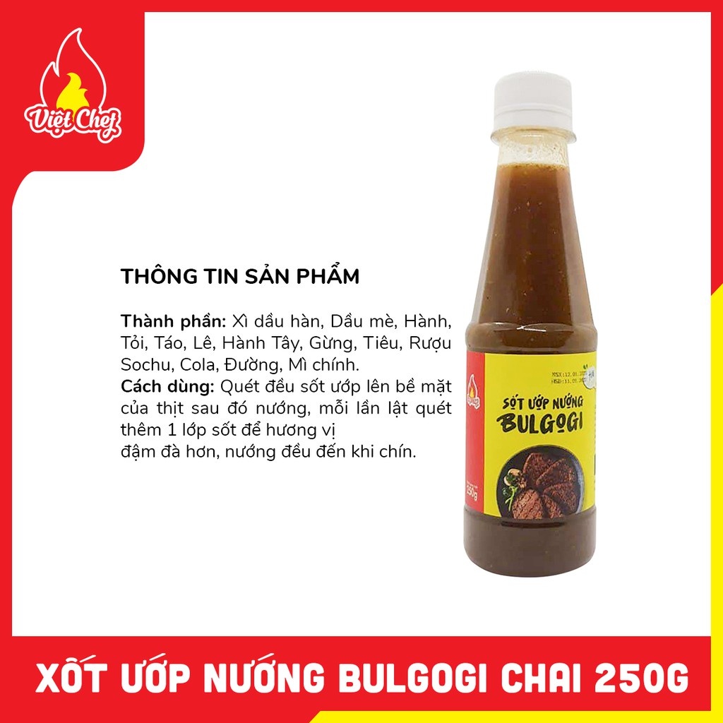 Xốt Ướp Nướng Bulgogi Chai 250g - Ướp nướng thịt bò chuẩn vị cho bữa tiệc nướng