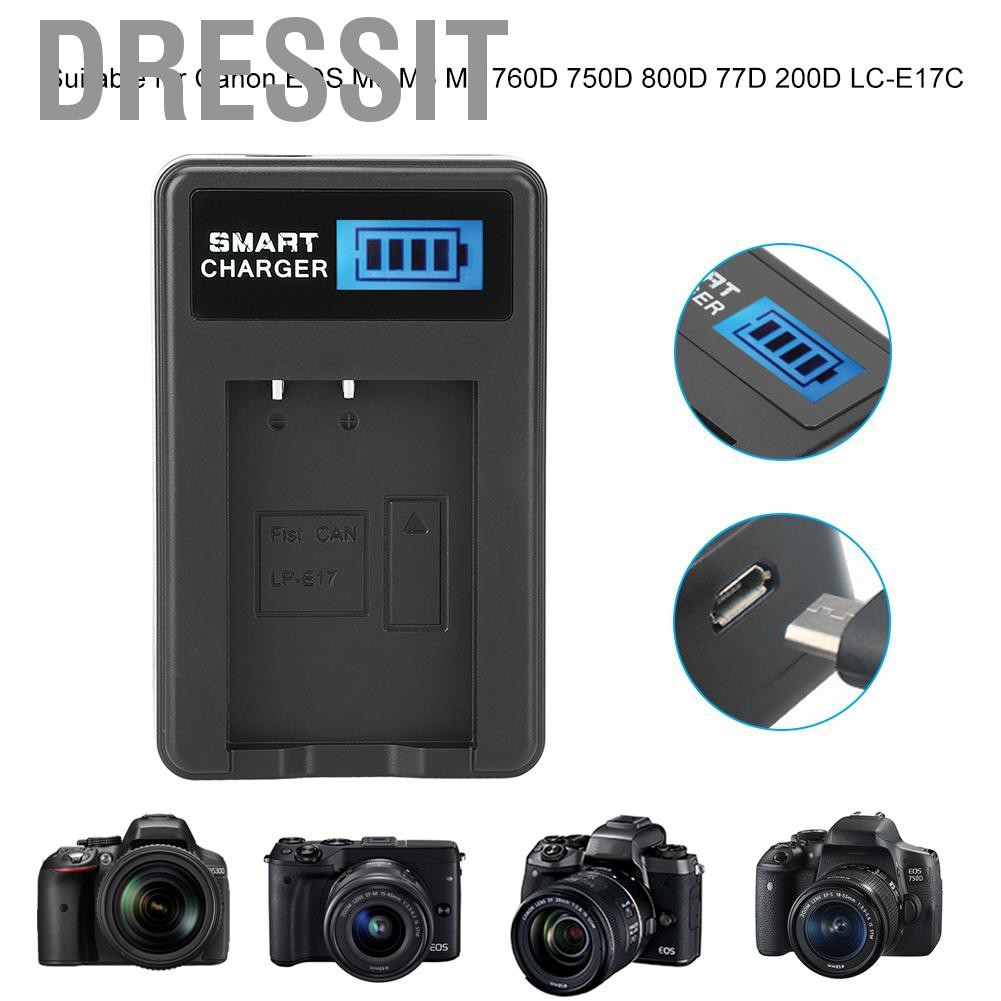 Dressit LP-E17 Battery Charger Single Slot for Canon EOS M3 M5 M6 760D 77D 200D LC-E17C