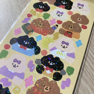 Sticker lấp lánh gấu phong cách Hàn Quốc