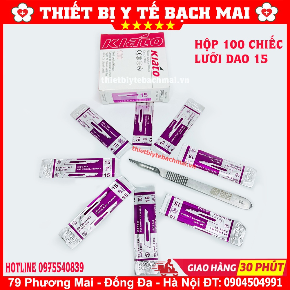 Lưỡi Dao Mổ KIATO Số 11 Hộp 100 Cái + Tặng 01 Cán Dao