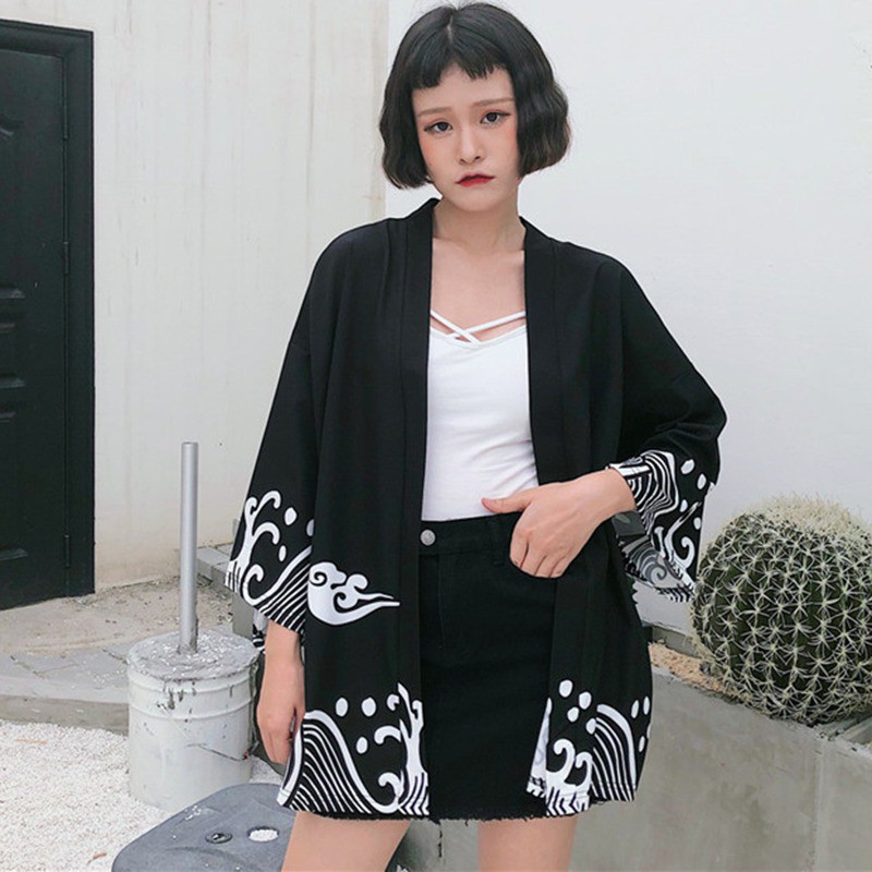 Áo khoác Kimono họa tiết thổ cẩm thời trang dành cho nữ