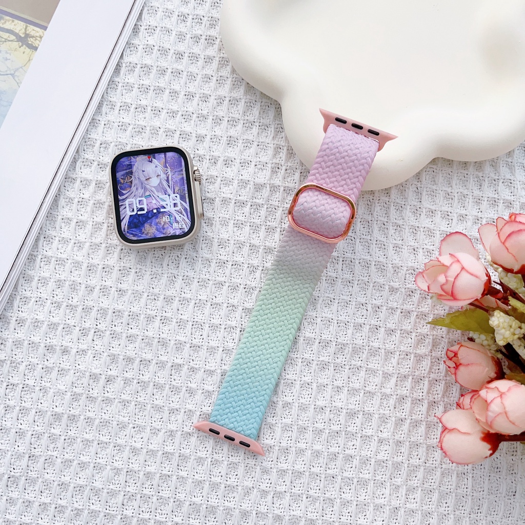 Dây Đeo Nylon Màu Gradient Cho Đồng Hồ Thông Minh iWatch 38 40 41 42 44 45mm Series 8 7 6 SE 5 4 3 2 1