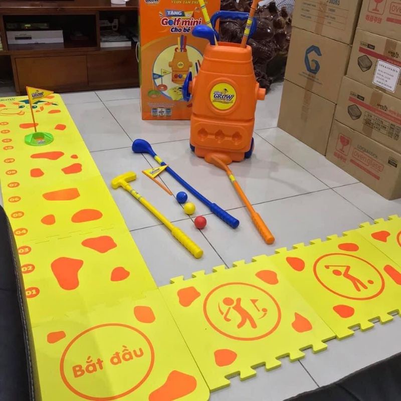 Bộ Đồ Chơi Đánh Golf Grow MÀU CAM Có Thảm Chuyên Nghiệp Dành Cho Bé