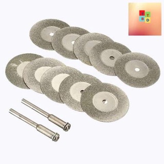 Bộ 10 lưỡi cưa lưỡi cắt kim cương đường kính 30mm kèm 2 trục cắt