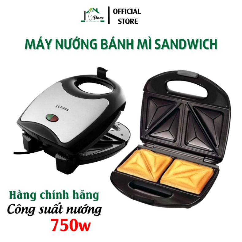 Máy nướng bánh mì sandwich Sokany chính hãng, máy nướng bánh mì đa năng công suất 750w bảo hành 1 đổi 1 -Tekohome store