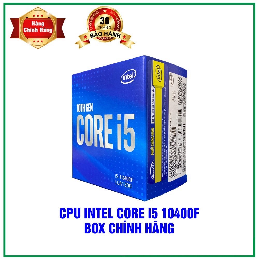 CPU Intel Core i5-10400F (2.9GHz turbo up to 4.3Ghz, 6 nhân 12 luồng, 12MB Cache, 65W) - Socket Intel LGA 1200