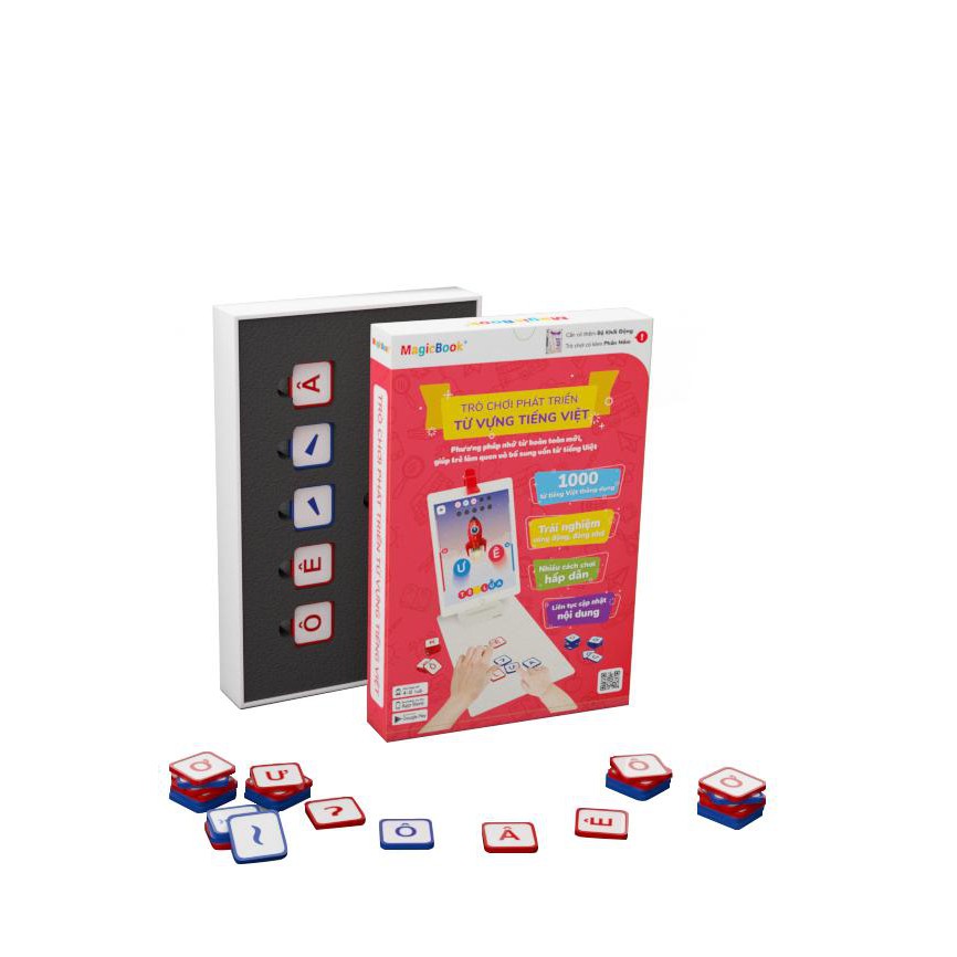 Trọn bộ phát triển Từ Vựng Tiếng Việt và Bộ phát triển tư duy Trò chơi phát triển trí tuệ trẻ em Magicbook - Size M Box