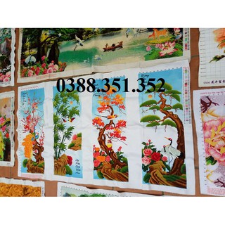 Tranh thêu chữ thập thành phẩm tứ quý bốn mùa 223045 134x78cm