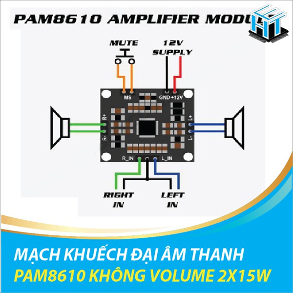 MẠCH KHUẾCH ĐẠI ÂM THANH PAM8610 KHÔNG VOLUME 2X15W