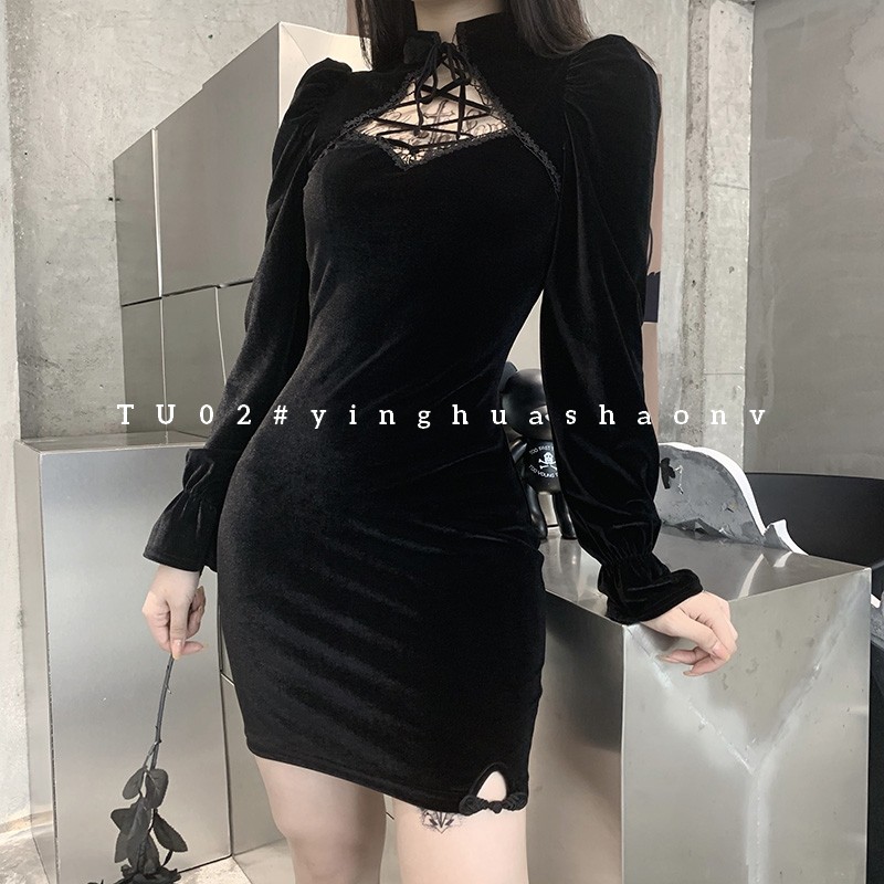 [Order] Váy sườn xám cách tân đan dây ngực phong cách quyến rũ (thêm mẫu dài tay) | BigBuy360 - bigbuy360.vn