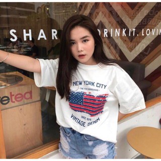 Áo Thun Tay Lỡ Cờ Mỹ