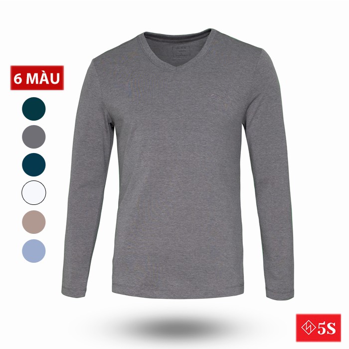 Áo Phông Nam Dài Tay Cổ Tim 5S (6 màu), Vải Mềm Mịn, Co Giãn Thoải Mái, Phom Ôm Trẻ Trung (DT-02) | BigBuy360 - bigbuy360.vn