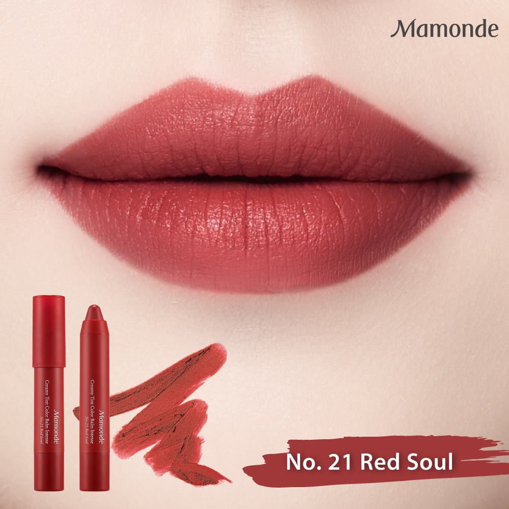 Son bút chì 3 in 1 cho bờ môi mềm mượt Mamonde Creamy Tint Color Balm Intense 21 Red Soul 2.5g | BigBuy360 - bigbuy360.vn