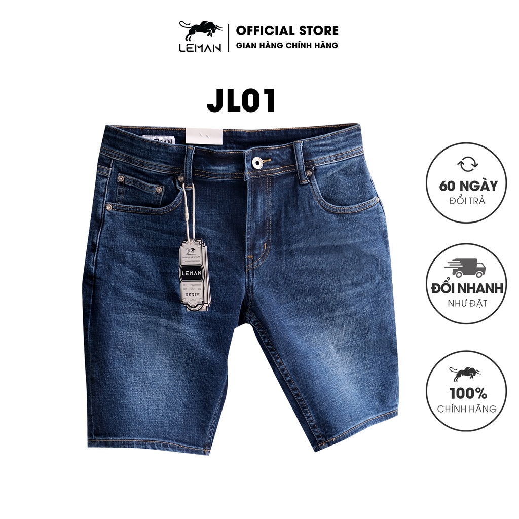 Quần Jean nam ngắn Leman JL01 - Form Slim màu xanh nhạt - đổi trả vui vẻ 60 ngày