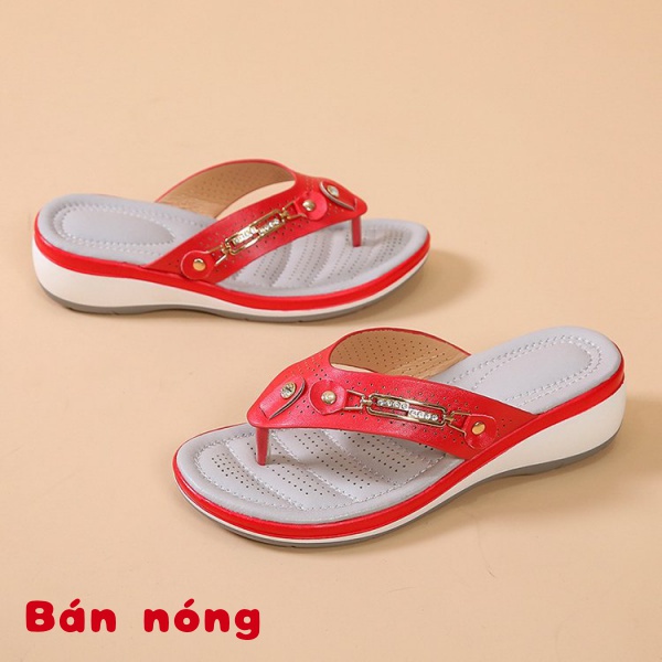 Giày Sandal Mùa Hè 2022 Đế Xuồng Phối Khóa Kim Loại Thời Trang Cho Nữ