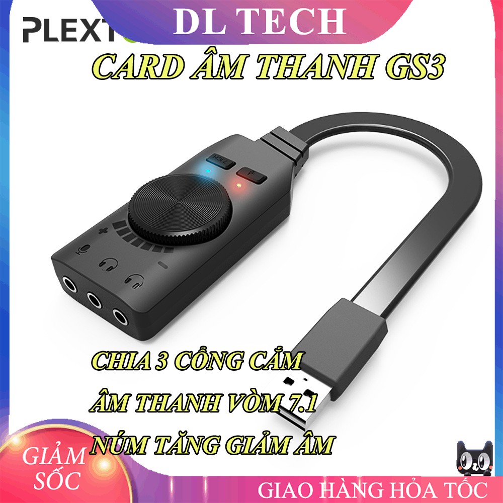 Sound card âm thanh 7.1 cho máy tính PC chuyên game Plextone GS3 DL TECH