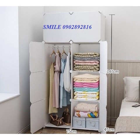 {TẶNG BÚA GỖ MINI} Tủ Nhựa Lắp Ghép Đa Năng 8 Ô Để Đồ Dùng Cá Nhân, Để Quần Áo - Bảo hành 1 năm