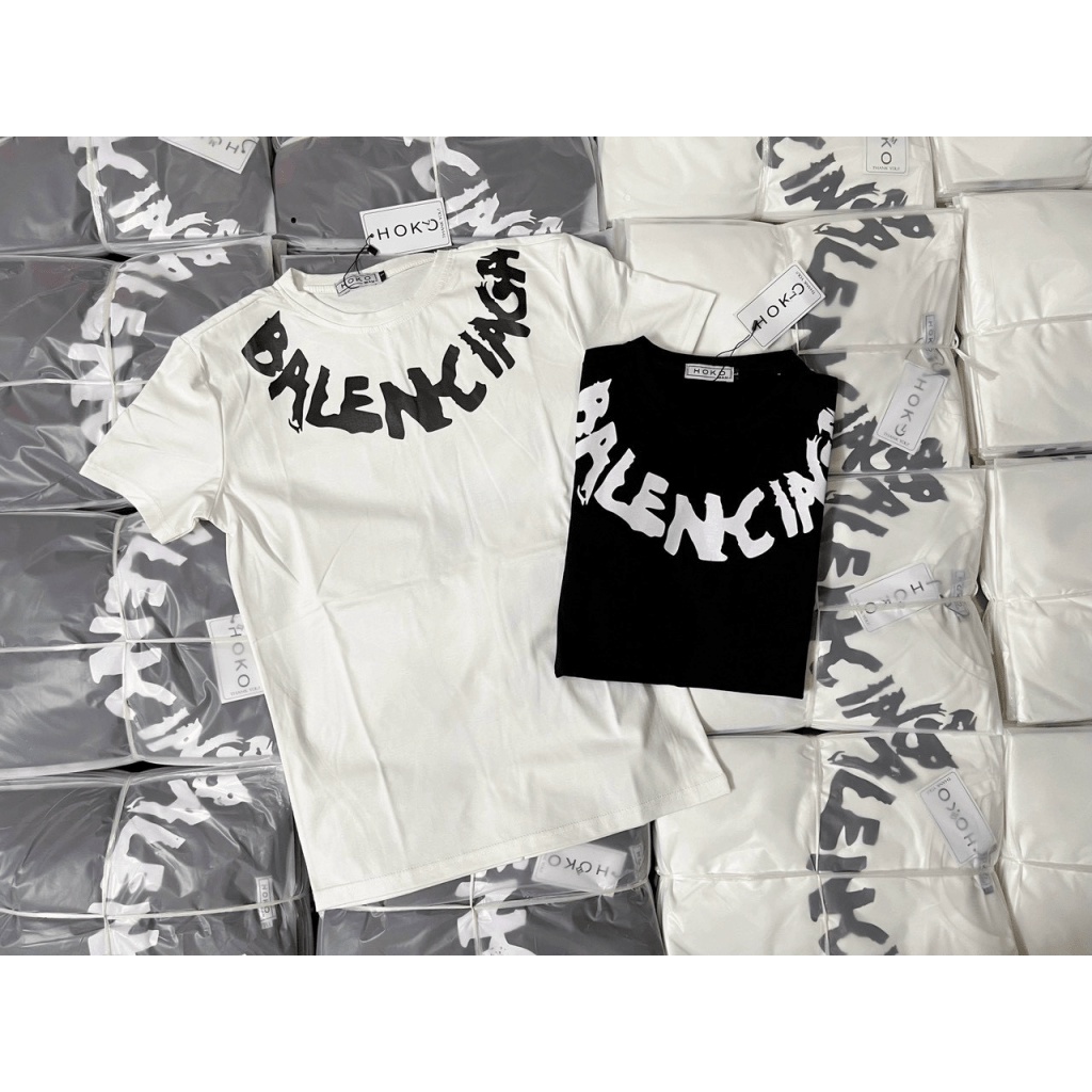 [FREE SHIP] ÁO THUN NAM CỔ TRÒN BALEN 2 MÀU TRẮNG- ĐEN