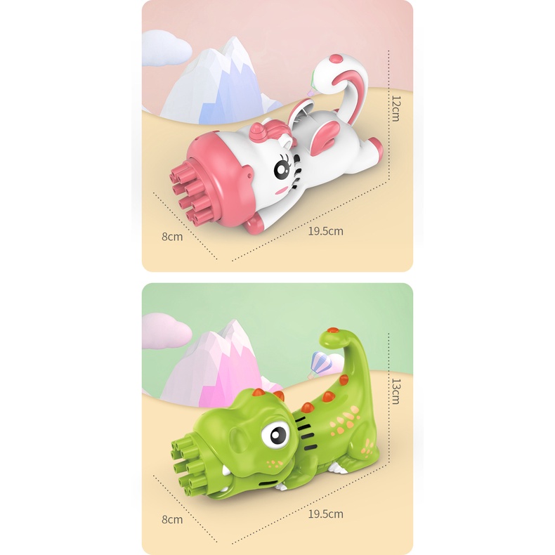 Súng bắn bong bóng, Đồ chơi thổi bong bóng xà phòng 10 nòng hình động vật siêu hot cho trẻ em