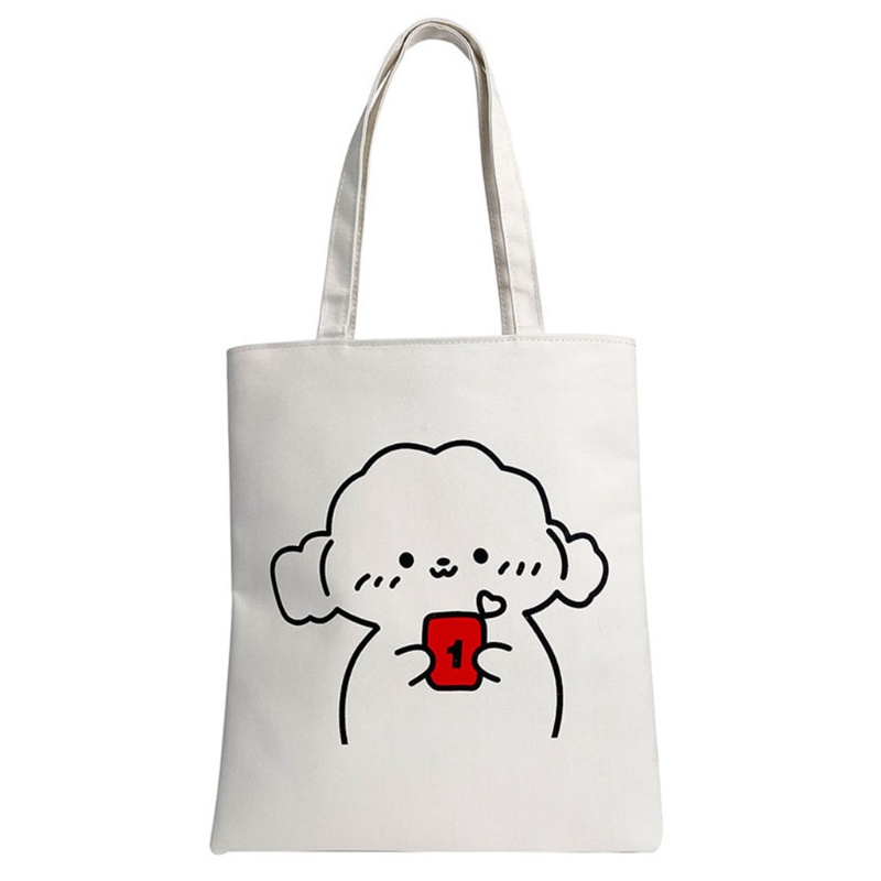 Túi Xách Tote Vải Canvas Cỡ Lớn In Họa Tiết Động Vật Có Khóa Kéo Cho Nữ