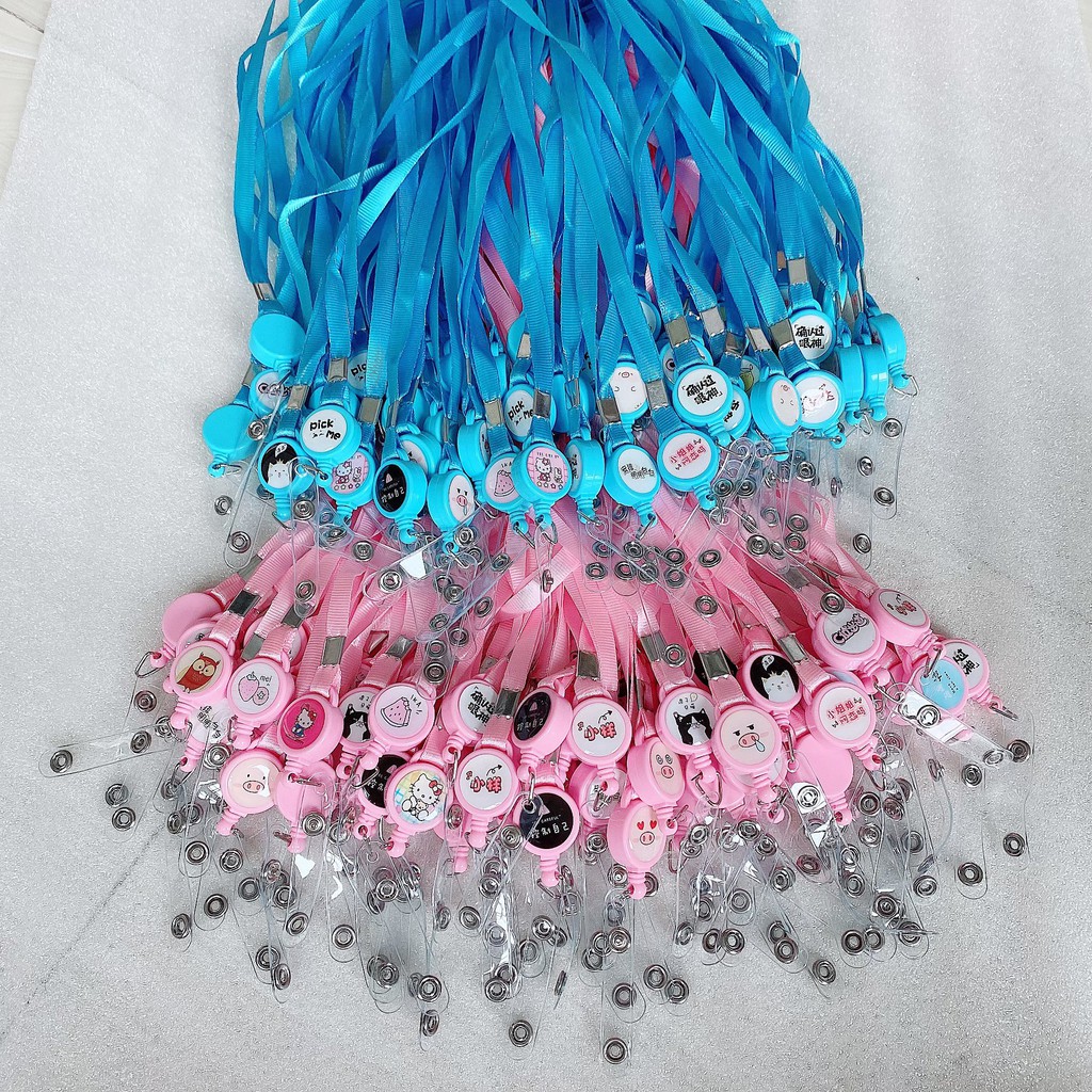 Thẻ Đeo Bảng Tên (Da PU) Hoạ Tiết Hoạt Hình Siêu Dễ Thương - Dây Đeo Có Thể Kéo Rút - BEYOU