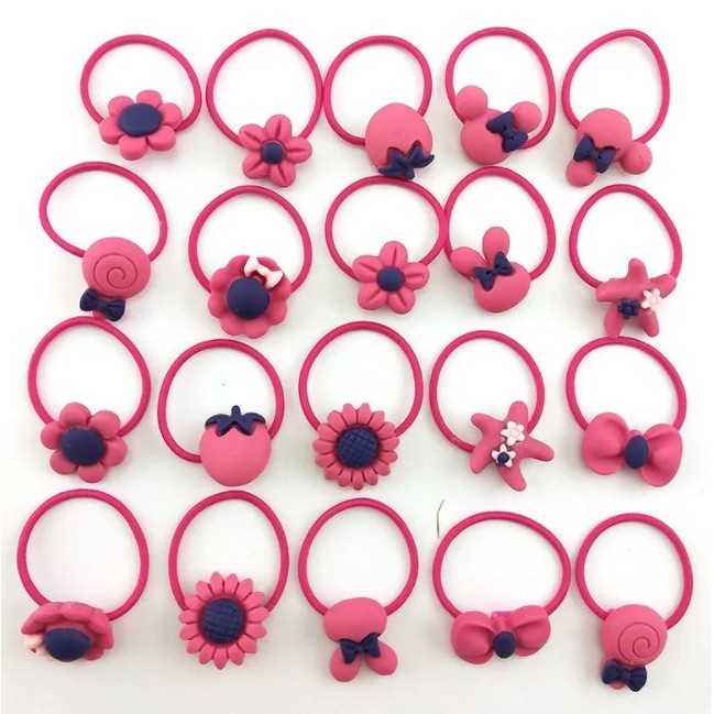 Dây Cột Tóc Cho Bé Gái Nhiều Hình Khác Nhau Đủ Màu Sắc - Không Hộp ( KHÔNG LÀM ĐAU TÓC BÉ ) - Buộc Tóc