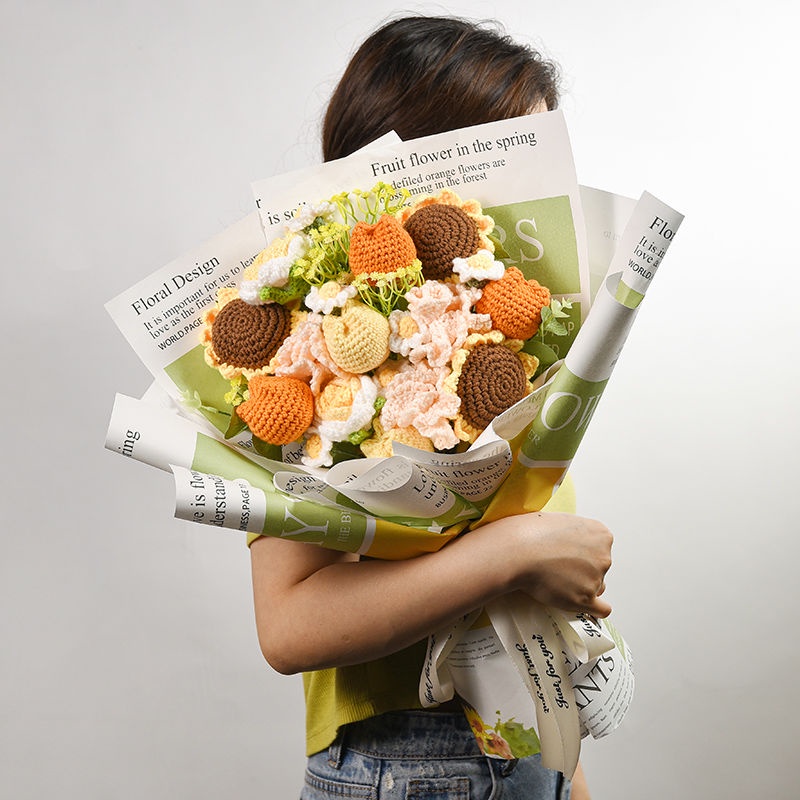 Bó Hoa Hướng Dương Giả Bằng Len Dệt Kim Thủ Công Làm Quà Tặng Valentine Cho Bạn Gái