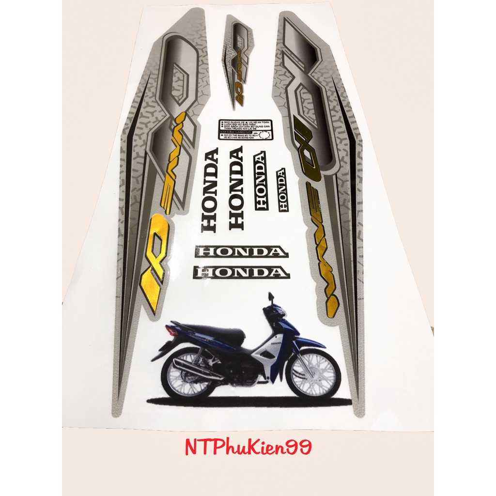 Tem Wave Zin GHÉP CROM Màu Đen Bạc Dán cho Wave 50cc-100cc-110cc