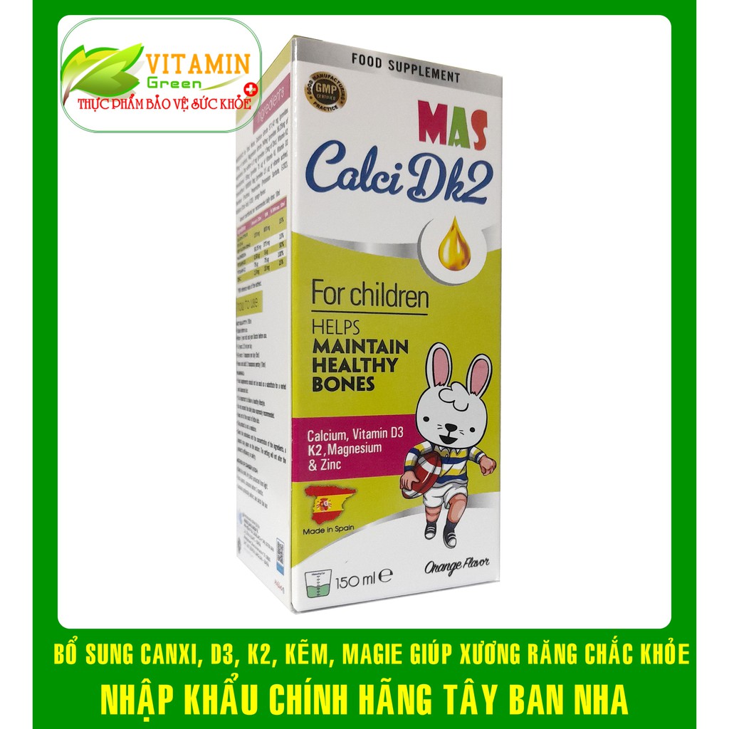 MAS CALCI DK2 BỔ SUNG CANXI, VITAMIN D3 K2, KẼM, MAGIE GIÚP PHÁT TRIỂN CHIỀU CAO | NHẬP KHẨU CHÍNH HÃNG TÂY BAN NHA