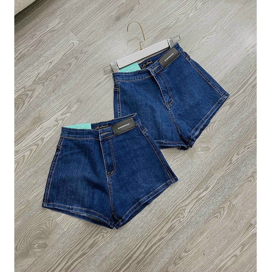 Quần short jean nữ lật lai lưng cao from ôm không có túi chất co dãn tốt nâng vòng ba