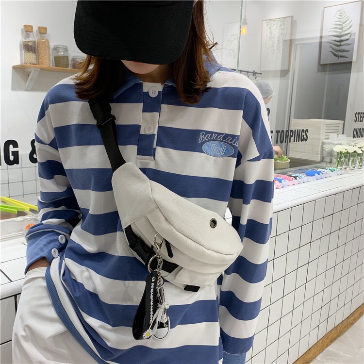 [Túi chéo unisex + ếch] [Phong cách sinh viên Nhật Bản] túi chéo đi chơi đi học, kèm móc khóa ếch hoặc giày hoa cúc