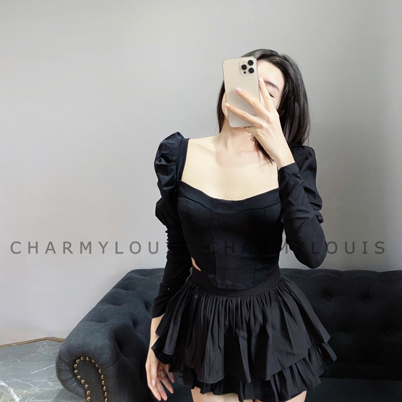 Áo Cổ Vuông Sexy Tay Phồng Hàng Cao Cấp