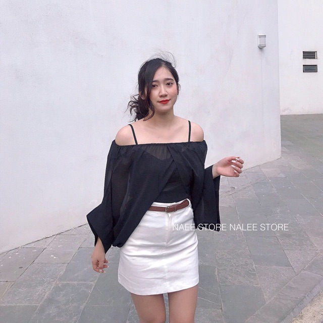 Chân váy kèm belt da