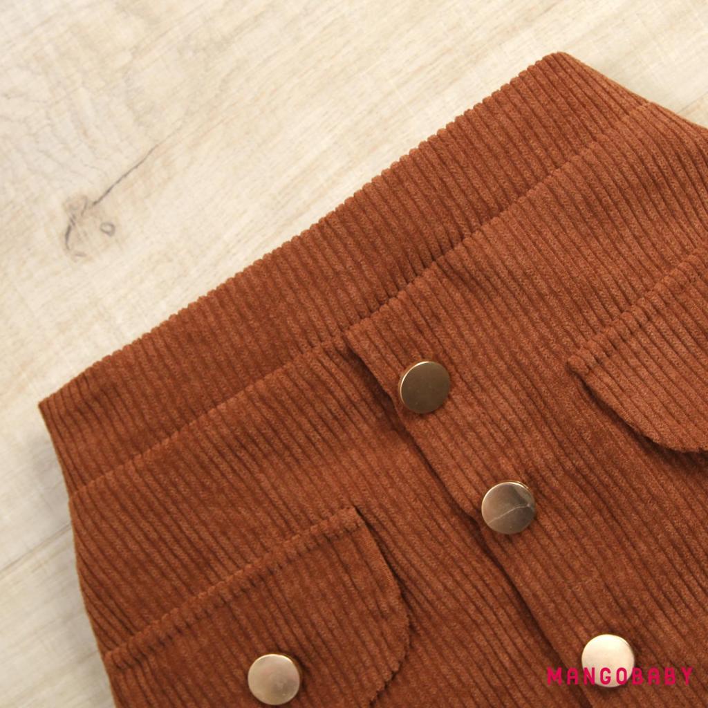 Set Áo Không Tay Màu Trơn + Chân Váy Chữ A Lưng Cao Phối Hàng Nút Thời Trang Mùa Hè Cho Bé Gái