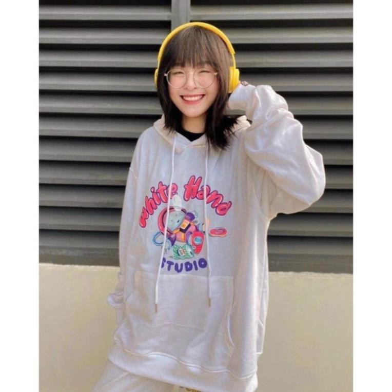 Áo Hoodie Nỉ Bông White Hand Mịn Đẹp Như Ảnh Form Áo Rộng Unisex Nam Nữ bao đẹp