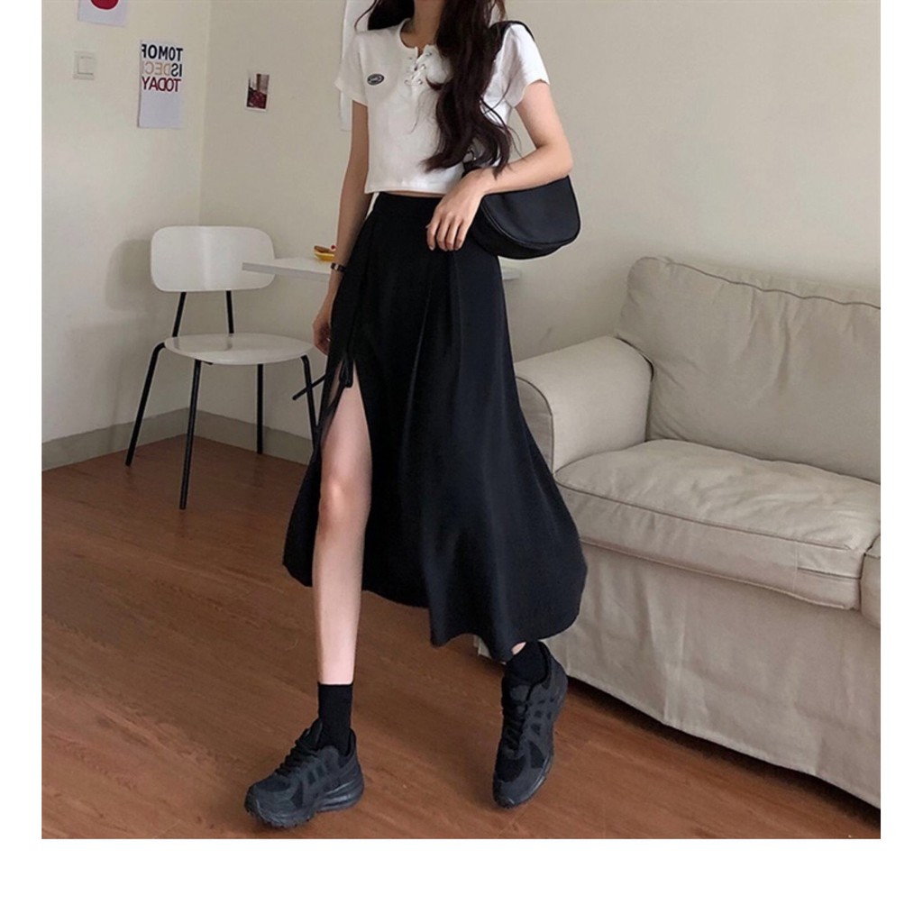 [Mã FAMAYWA giảm 10K đơn 50K] Chân Váy Nữ Midi Xẻ Đen Dáng Xòe Dài Siêu Chất CV08 | BigBuy360 - bigbuy360.vn