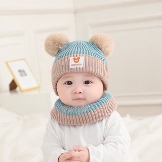 Set mũ len kèm khăn ống cho bé