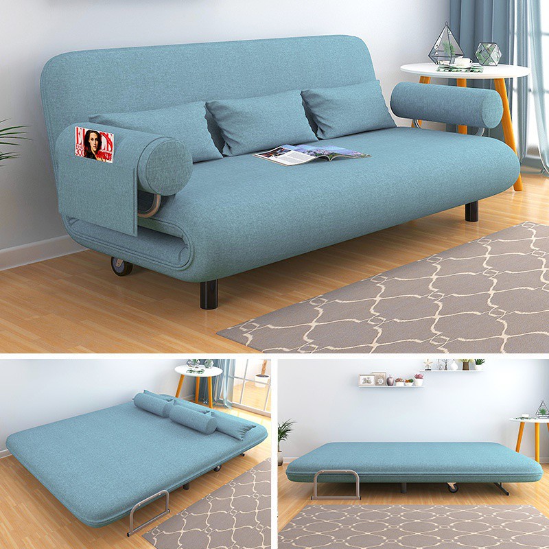 Ghế sofa giường nằm đa năng Kachi MK191 - Màu xanh dương + Tặng 2 gối dựa