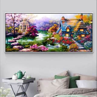 Tranh thêu chữ thập phong cảnh KT 172*90cm