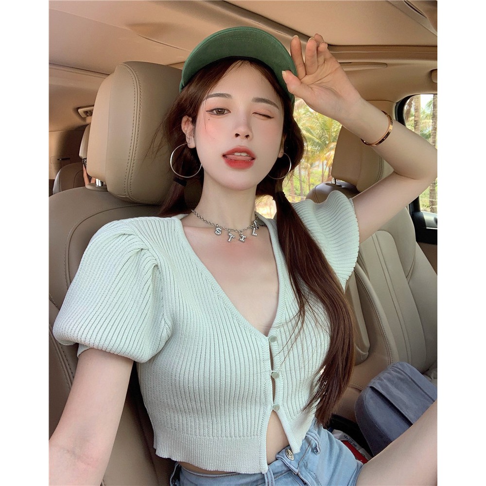 [Áo len nữ croptop] Áo thun nữ croptop, áo thun len tăm hàng quảng châu | BigBuy360 - bigbuy360.vn