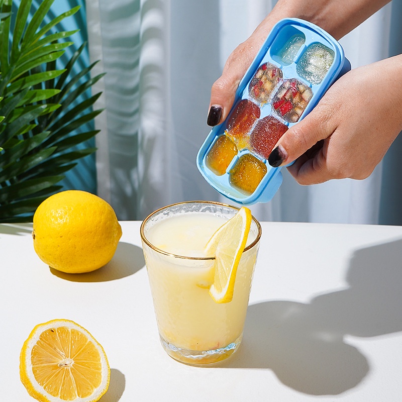 Khuôn Silicone Làm Đá 8 Ngăn Có Nắp Đậy Tiện Dụng