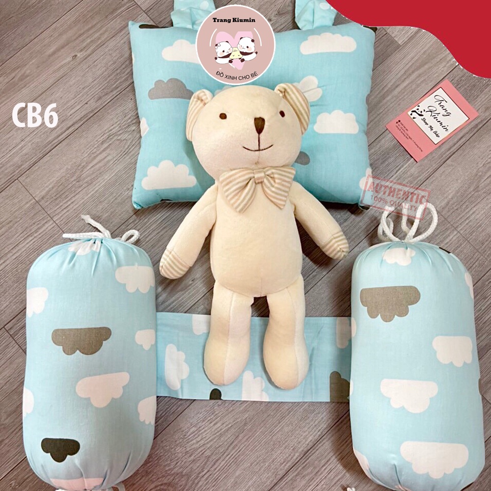 Bộ Gối Chặn Sơ Sinh MONMON Chống Giật Mình Gối Ruột Bông Xinh Xắn Đủ Màu Cho Bé