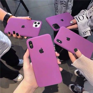 Ốp Điện Thoại Silicon Màu Tím Trơn Đơn Giản Dành Cho Iphone 11 Xr Xs 7 / 8 Plus 6 S