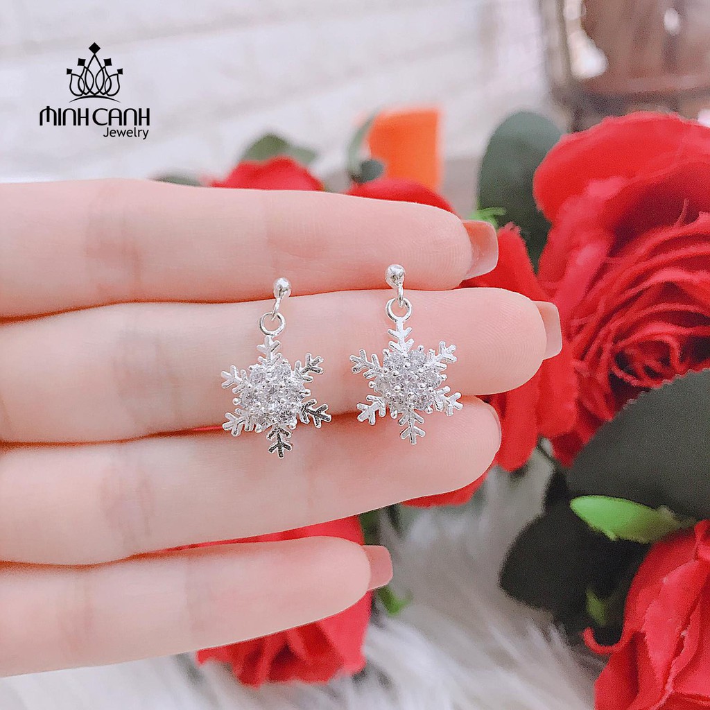 Bông Tai Bông Tuyết Dạng Treo - Minh Canh Jewelry