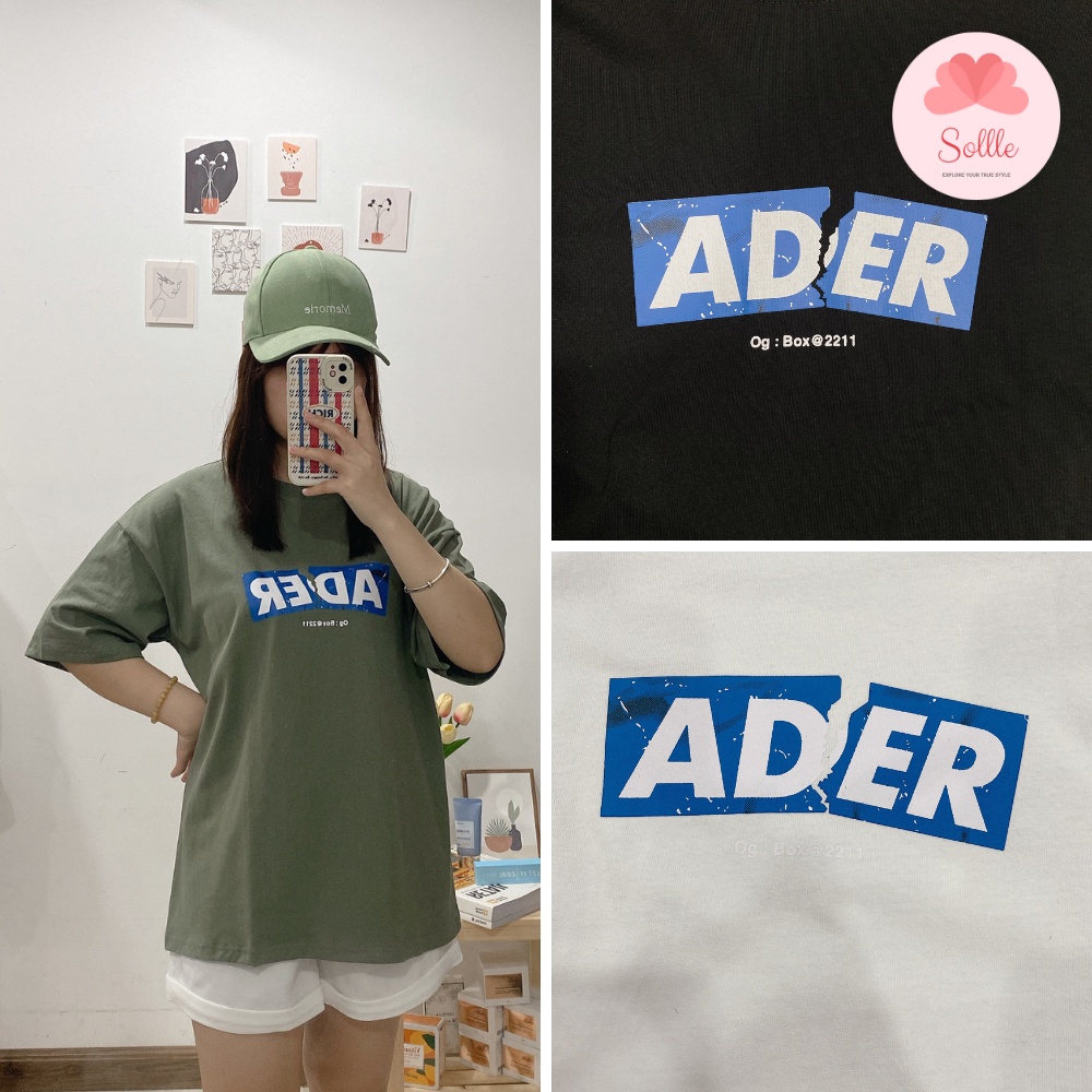 Áo thun tay lỡ Unisex oversize in hình ADER, áo phông ngắn tay form rộng cotton đẹp Hàn Quốc Sollle