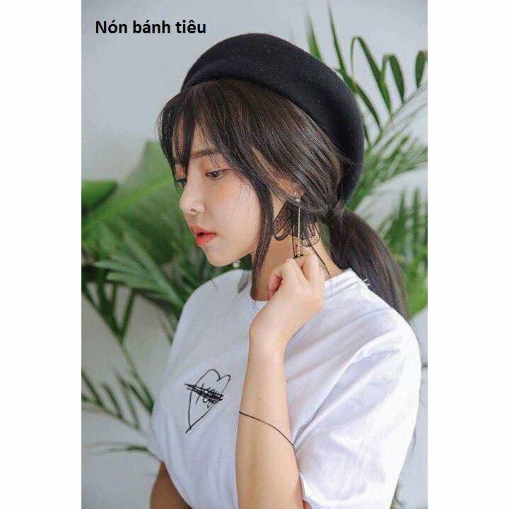 Mũ nồi Beret HOT Girl loại 1 ⚡️ VẢI NỈ ⚡️  nón mỏ da cho trẻ em người lớn màu đen