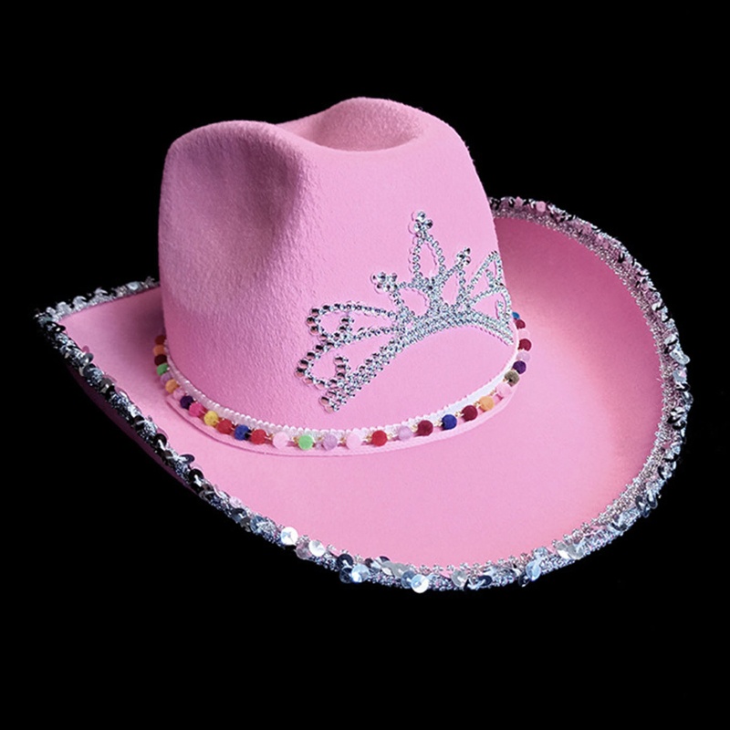 Mũ Cao Bồi Đính Kim Sa Lấp Lánh Phong Cách Retro Phương Tây