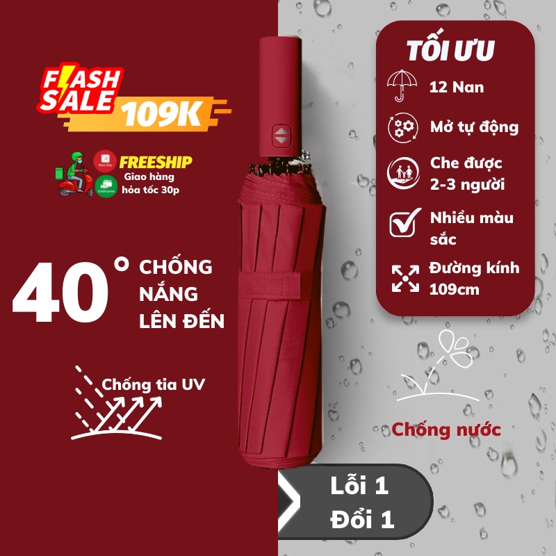 Dù Che Nắng Mưa 12 Nan Đa Dạng Màu Sắc Ô Dù Khung Inox Chống Gỉ SUN.Z
